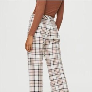 Wilfred Plaid Trousers in White and Brown